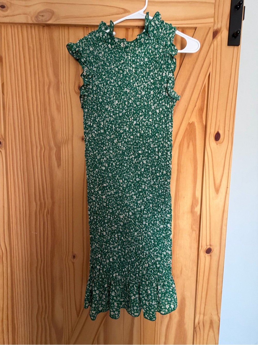 SHEIN Green Ditsy Floral Ruffle Midi Dress